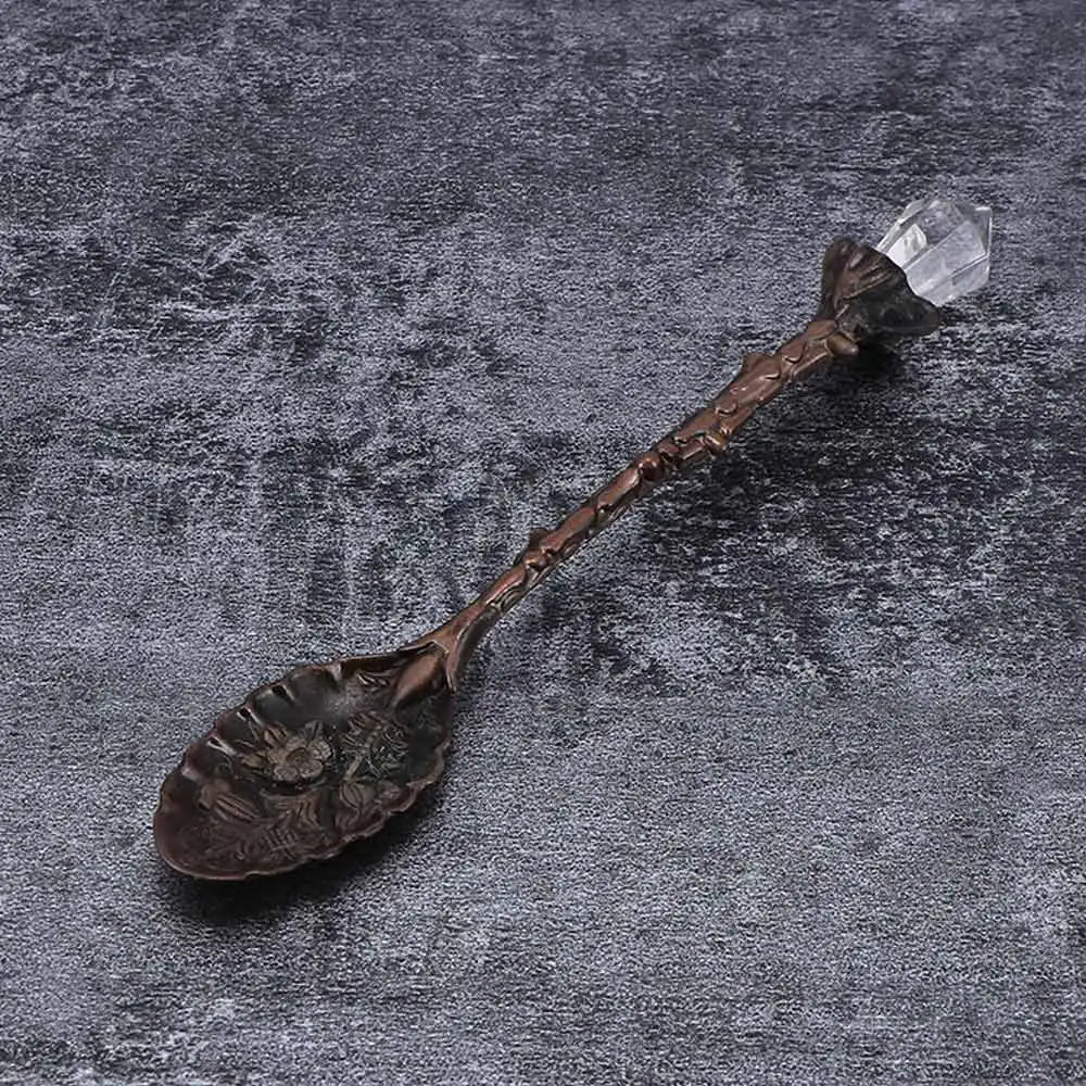Vintage Crystal Head Spoon – Royal - Inspired Carved Metal for Coffee, Tea & Dessert - Real Rad Boutique