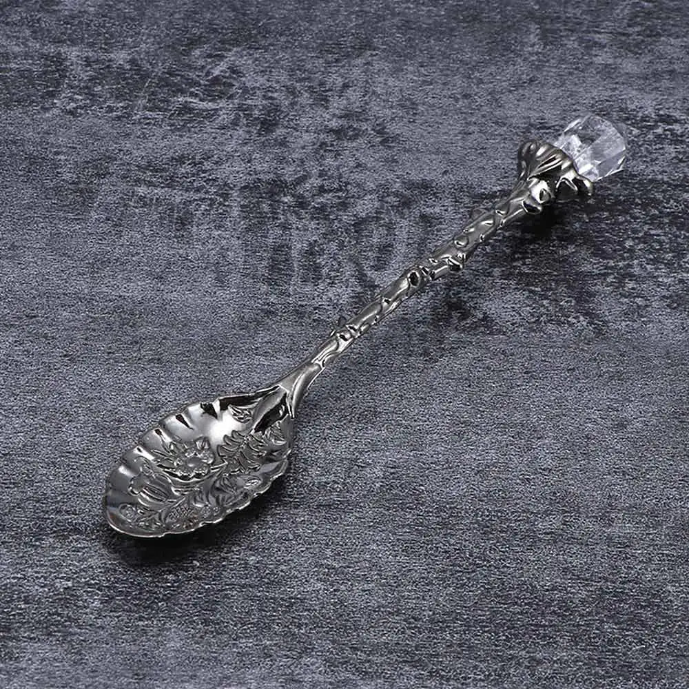Vintage Crystal Head Spoon – Royal - Inspired Carved Metal for Coffee, Tea & Dessert - Real Rad Boutique