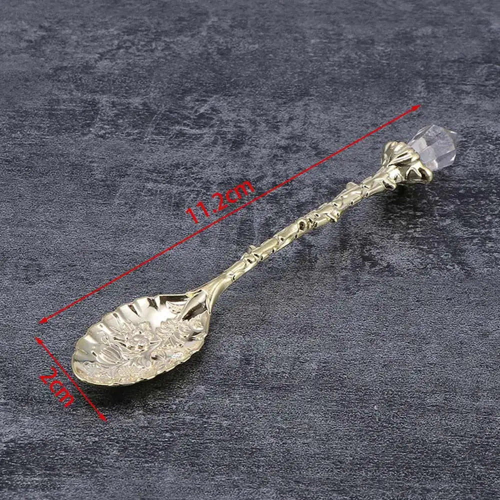 Vintage Crystal Head Spoon – Royal - Inspired Carved Metal for Coffee, Tea & Dessert - Real Rad Boutique