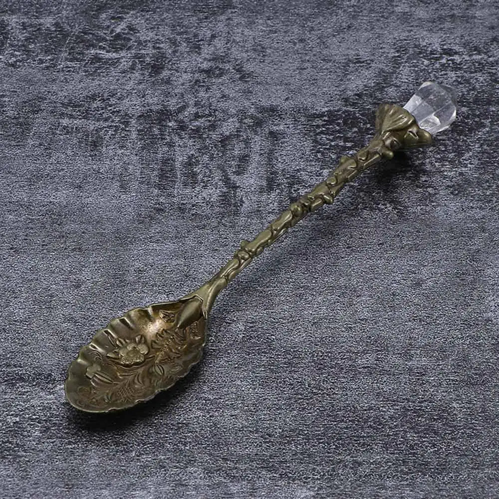 Vintage Crystal Head Spoon – Royal - Inspired Carved Metal for Coffee, Tea & Dessert - Real Rad Boutique