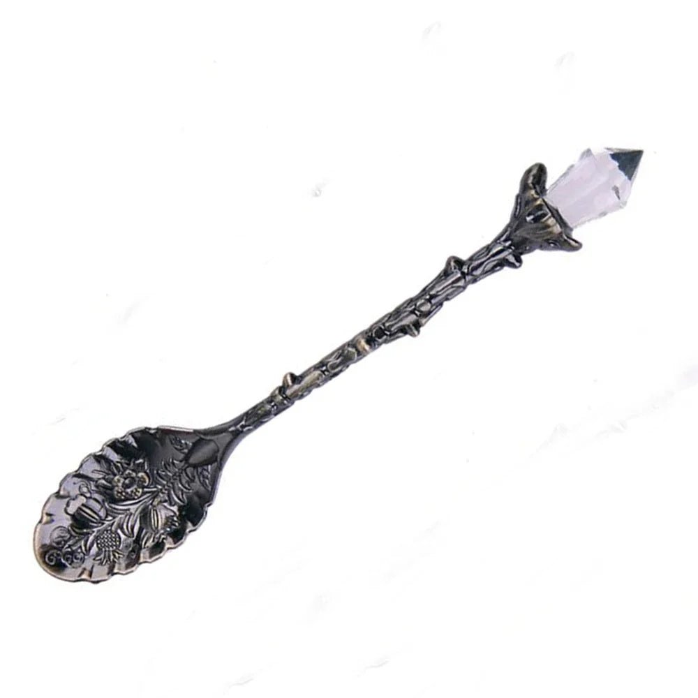 Vintage Crystal Head Spoon – Royal - Inspired Carved Metal for Coffee, Tea & Dessert - Real Rad Boutique