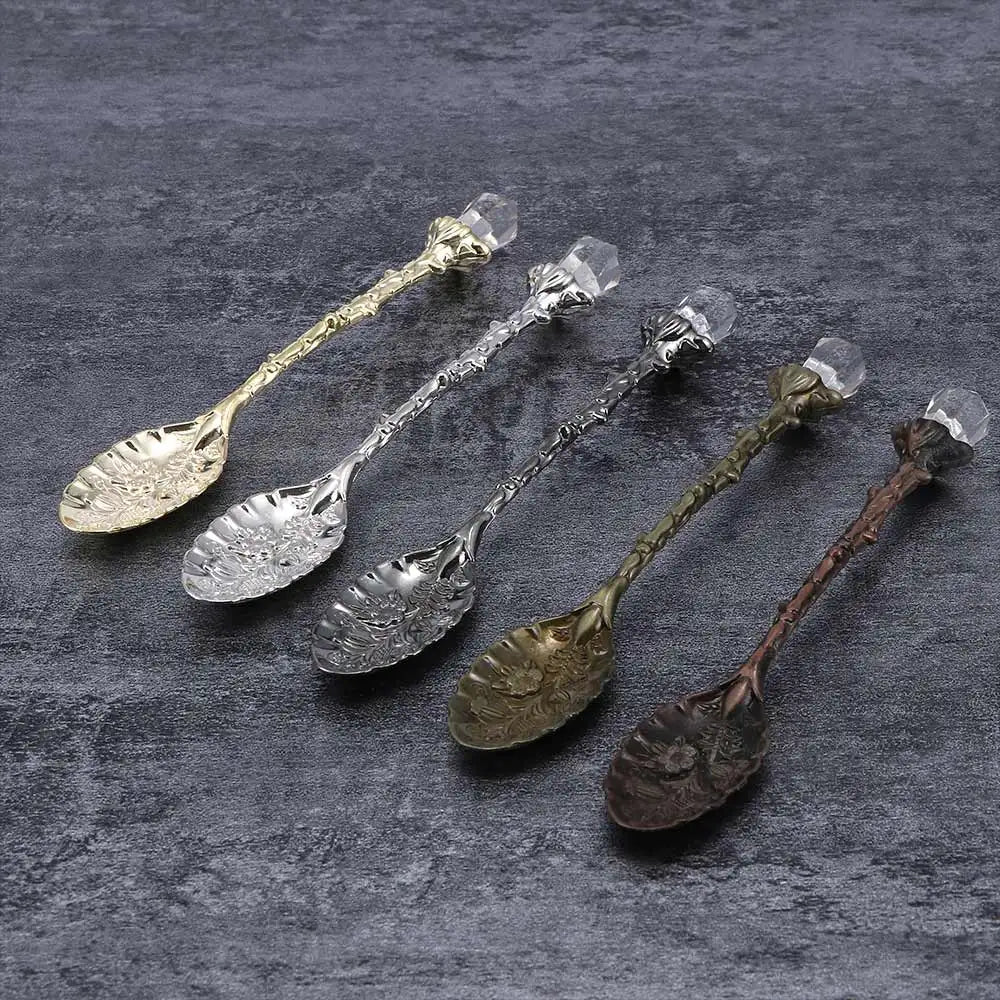Vintage Crystal Head Spoon – Royal - Inspired Carved Metal for Coffee, Tea & Dessert - Real Rad Boutique