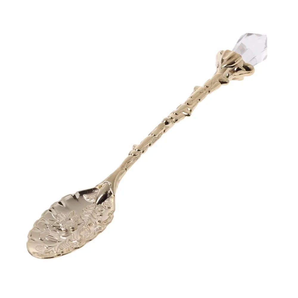 Vintage Crystal Head Spoon – Royal - Inspired Carved Metal for Coffee, Tea & Dessert - Real Rad Boutique