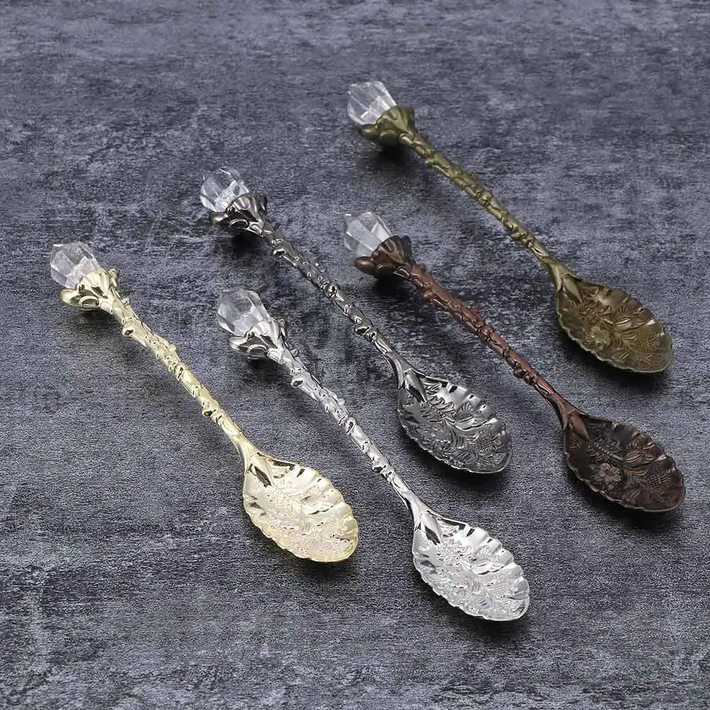 Vintage Crystal Head Spoon – Royal - Inspired Carved Metal for Coffee, Tea & Dessert - Real Rad Boutique