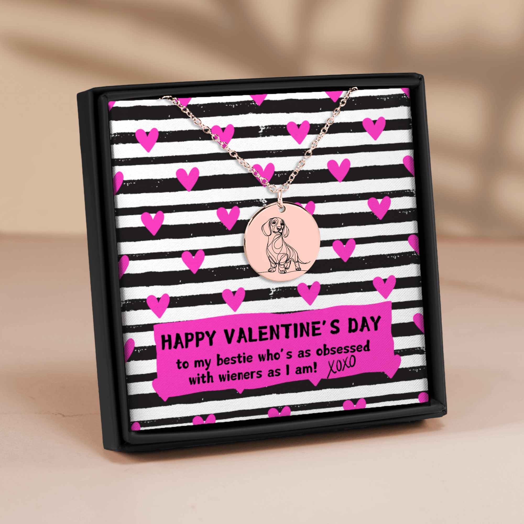 Wiener Obsessed Bestie - Dachshund Valentine Necklace | Gift for Her - Real Rad Boutique