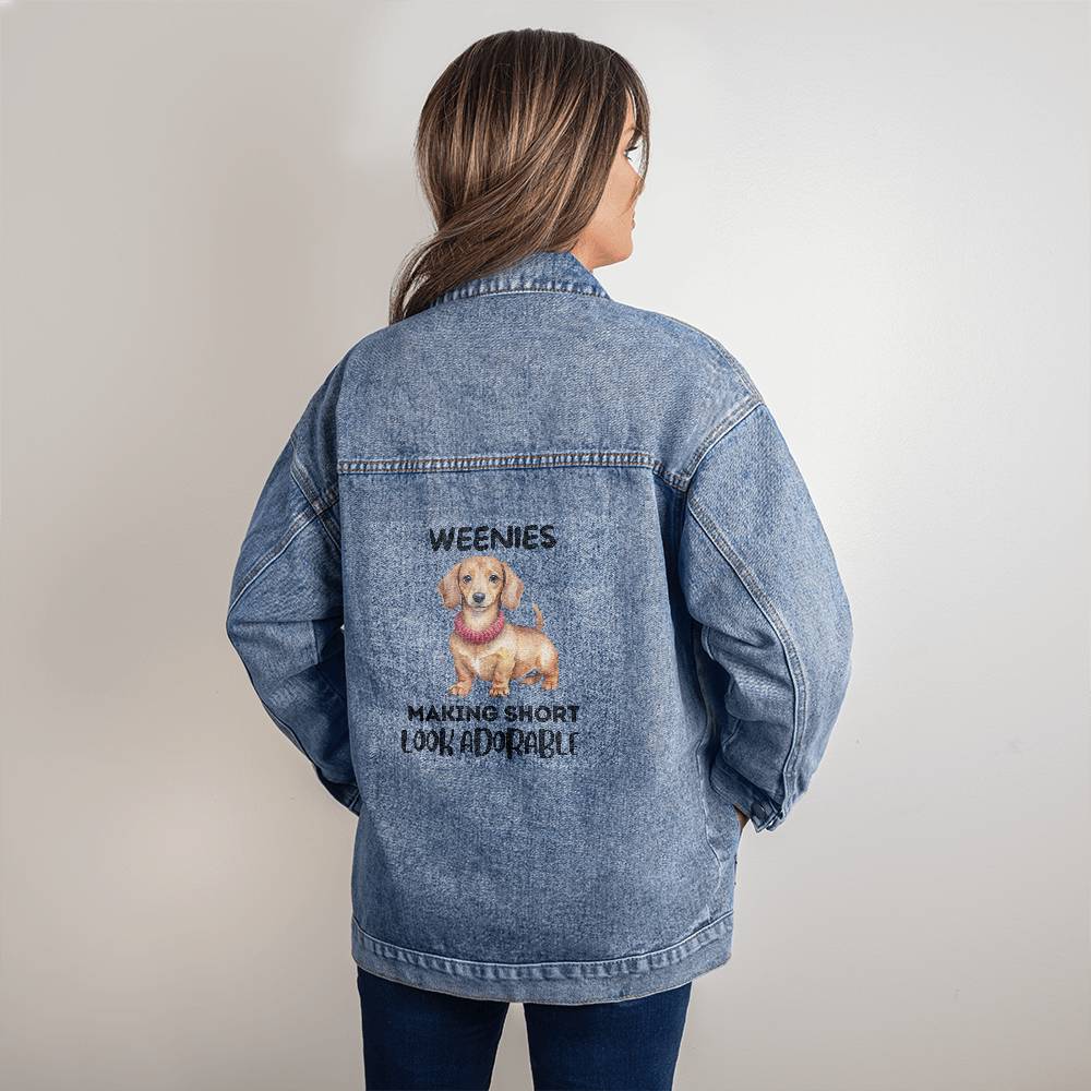 Adorable Weenies - Dachshund Oversized Women's Denim Jacket - Real Rad Boutique