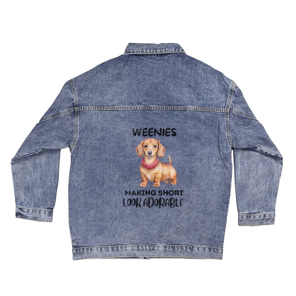 Adorable Weenies - Dachshund Oversized Women's Denim Jacket - Real Rad Boutique