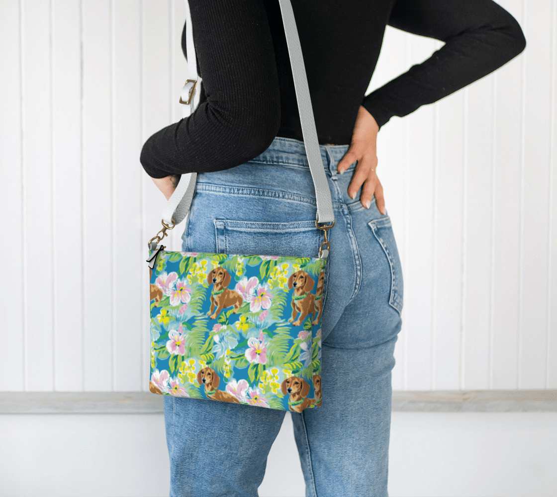 Blooming Dachshund's - Vegan Leather Crossbody Purse - Real Rad Boutique