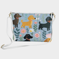 Blue Floral Paws - Dachshund Vegan Leather Crossover Purse - Real Rad Boutique