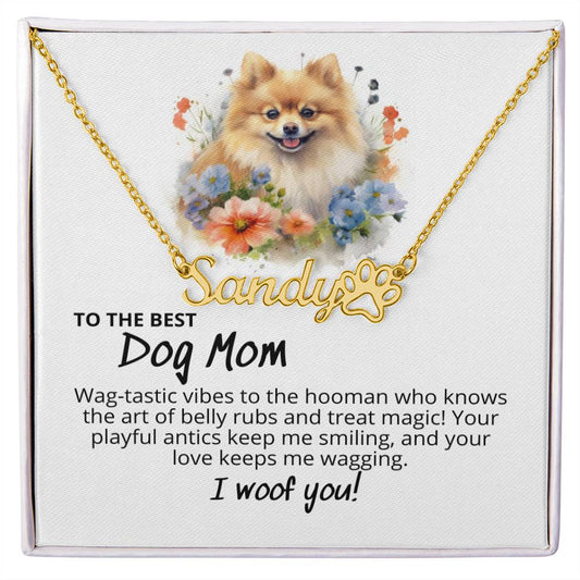 Pomeranian 'Canine Couture' - Personalized Name Pet Paw Print Necklace - Real Rad Boutique