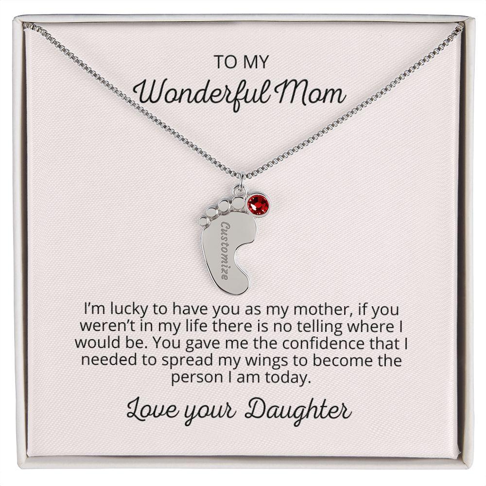 'Spread My Wings' Engraved Necklace with Birthstone - Real Rad Boutique