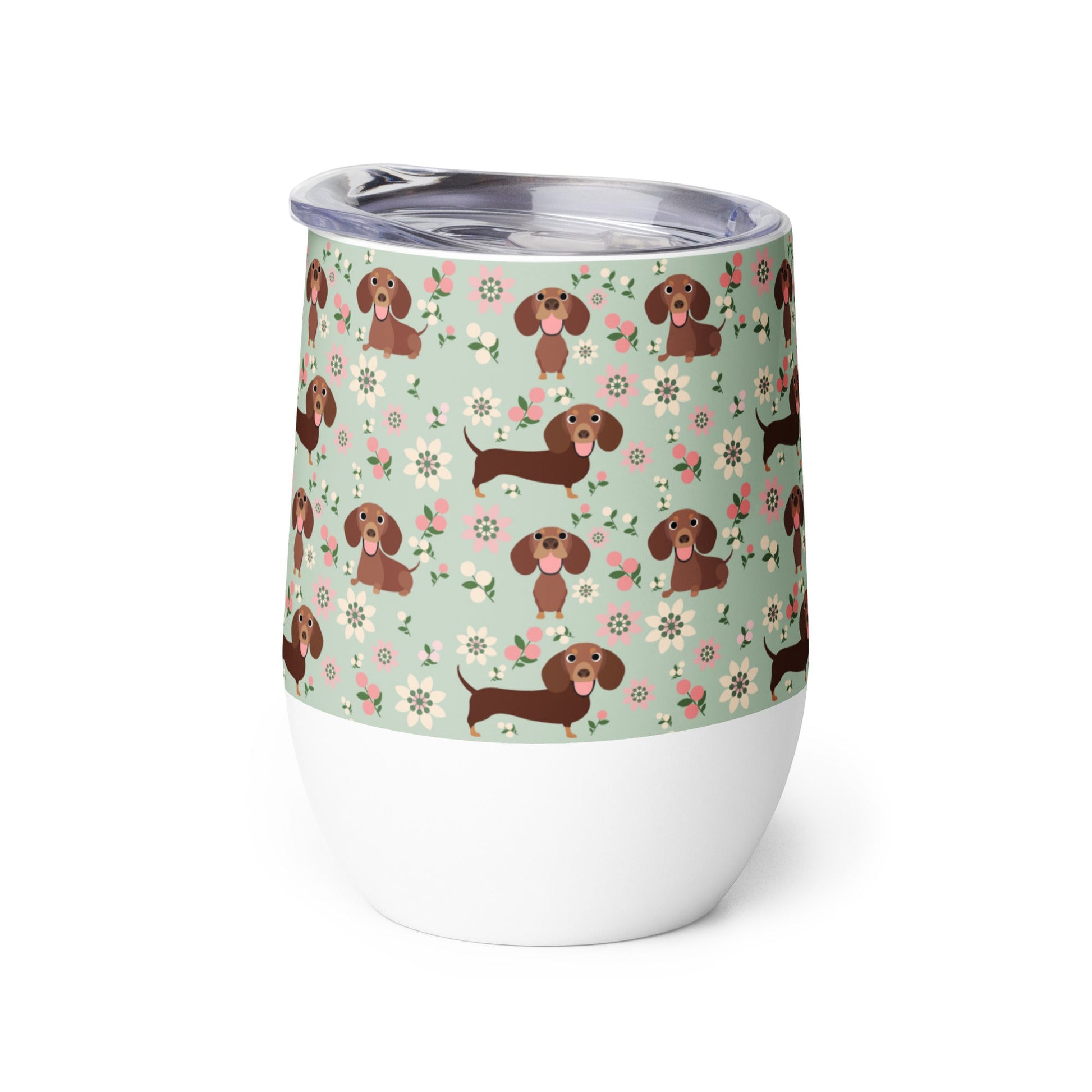 Vintage Floral Charm - Dachshund Wine Tumbler - Real Rad Boutique